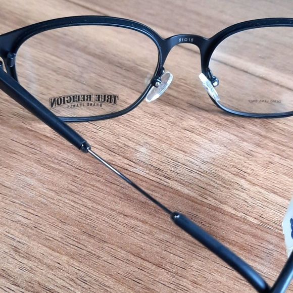 NEW Black Eyeglass Frame w/ case, Rx'able, True Religion, black metal, m… - Picture 7 of 7